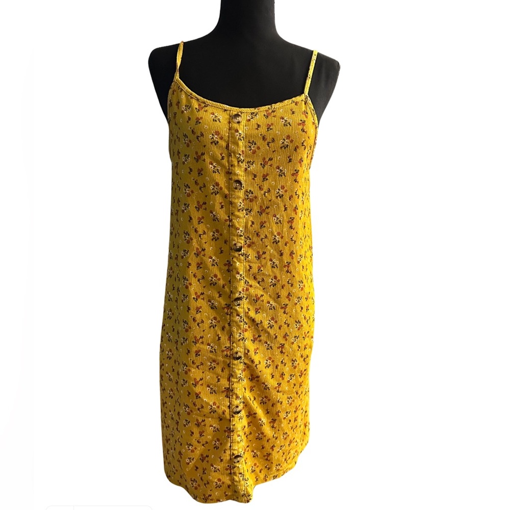 PRIMARK yellow-gold spaghetti strap floral summer dress
